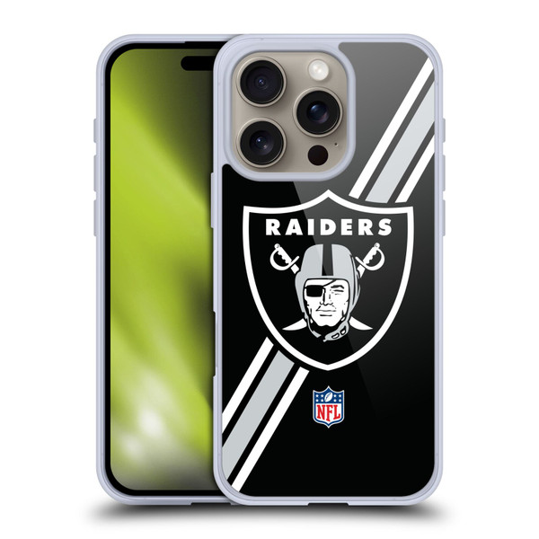 NFL Las Vegas Raiders Logo Stripes Soft Gel Case for Apple iPhone 16 Pro
