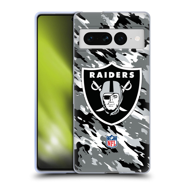 NFL Las Vegas Raiders Logo Camou Soft Gel Case for Google Pixel 7 Pro