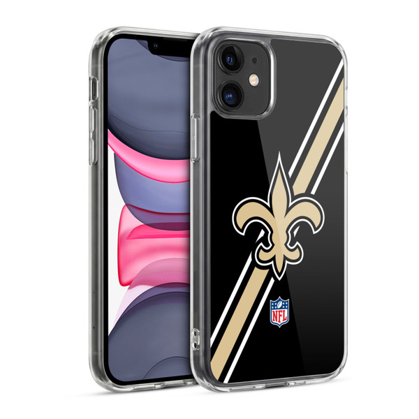 NFL New Orleans Saints Logo Stripes Soft Gel Case for Apple iPhone 11
