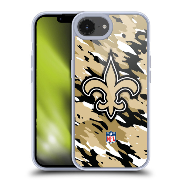 NFL New Orleans Saints Logo Camou Soft Gel Case for Apple iPhone 16e