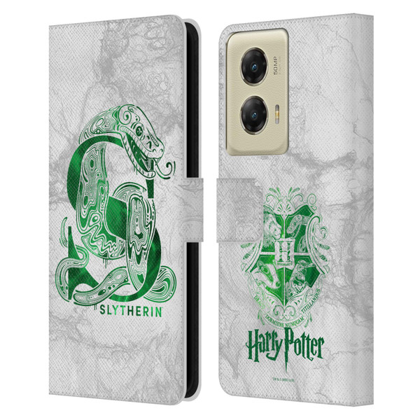 Harry Potter Deathly Hallows IX Slytherin Aguamenti Leather Book Wallet Case Cover For Motorola Moto G Stylus 5G (2024)