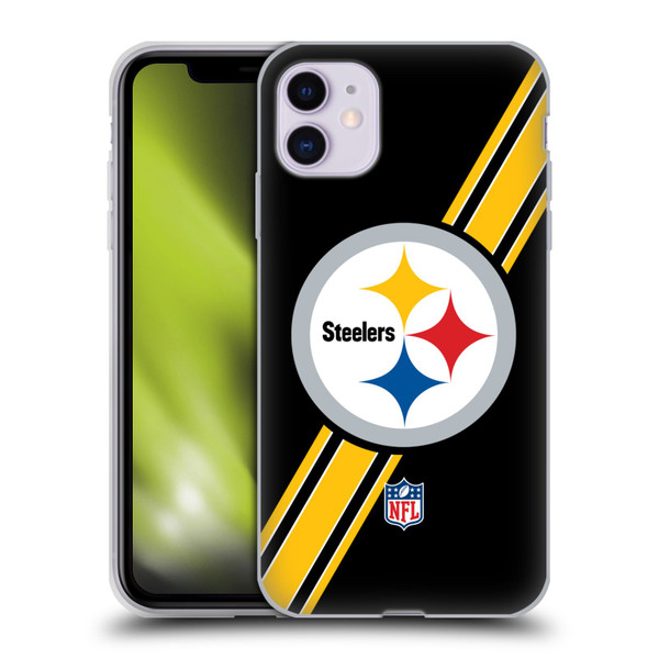 NFL Pittsburgh Steelers Logo Stripes Soft Gel Case for Apple iPhone 11