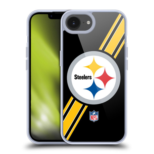 NFL Pittsburgh Steelers Logo Stripes Soft Gel Case for Apple iPhone 16e