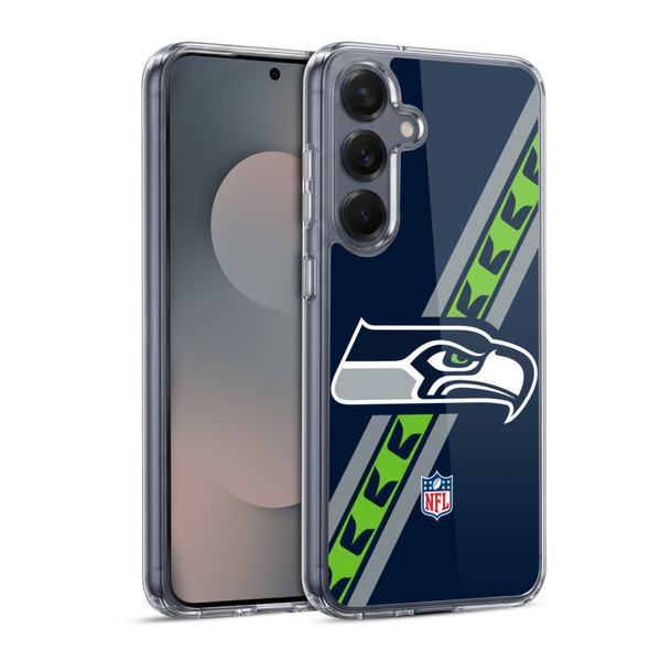 NFL Seattle Seahawks Logo Stripes Soft Gel Case for Samsung Galaxy S25 & MagSafe