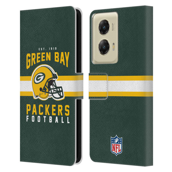 NFL Green Bay Packers Graphics Helmet Typography Leather Book Wallet Case Cover For Motorola Moto G Stylus 5G (2024)