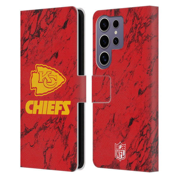 NFL Kansas City Chiefs Graphics Coloured Marble Leather Book Wallet Case Cover For Samsung Galaxy S25 Ultra