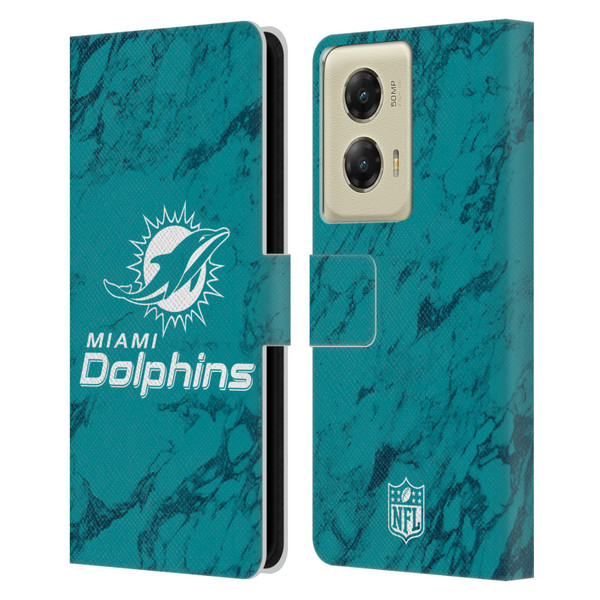 NFL Miami Dolphins Graphics Coloured Marble Leather Book Wallet Case Cover For Motorola Moto G Stylus 5G (2024)