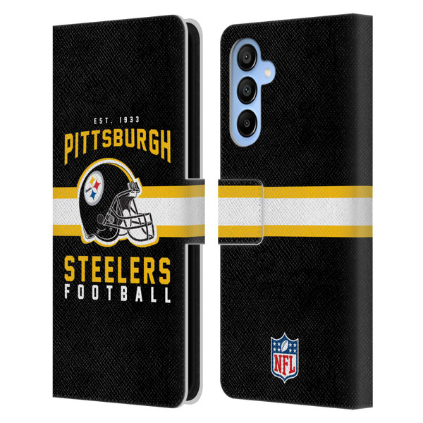 NFL Pittsburgh Steelers Graphics Helmet Typography Leather Book Wallet Case Cover For Samsung Galaxy A16 5G