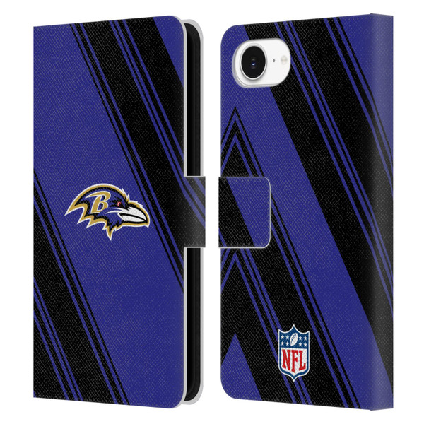 NFL Baltimore Ravens Artwork Stripes Leather Book Wallet Case Cover For Apple iPhone 16e / Apple iPhone 17e