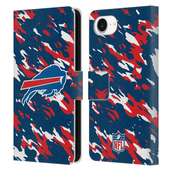 NFL Buffalo Bills Logo Camou Leather Book Wallet Case Cover For Apple iPhone 16e / Apple iPhone 17e