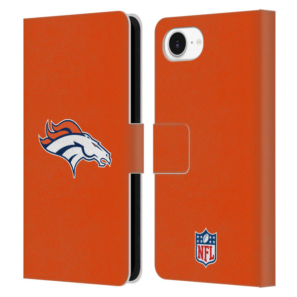 NFL Denver Broncos Logo Plain Leather Book Wallet Case Cover For Apple iPhone 16e