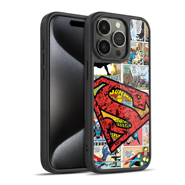 Superman DC Comics Comicbook Art Oversized Logo Gel Armour Case For Apple iPhone 15 Pro