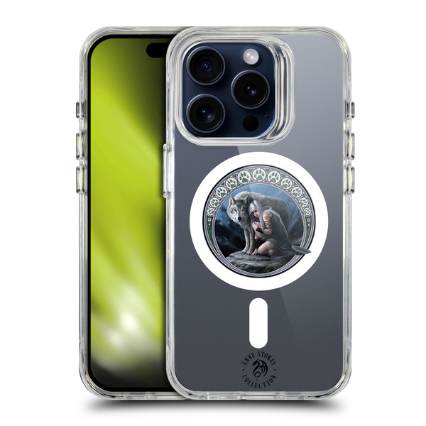 Anne Stokes Mixed Fantasy Art Wolf Protector SHOCKPROOF BUMPER CASE COMPATIBLE WITH Apple iPhone 15 Pro & MAGSAFE
