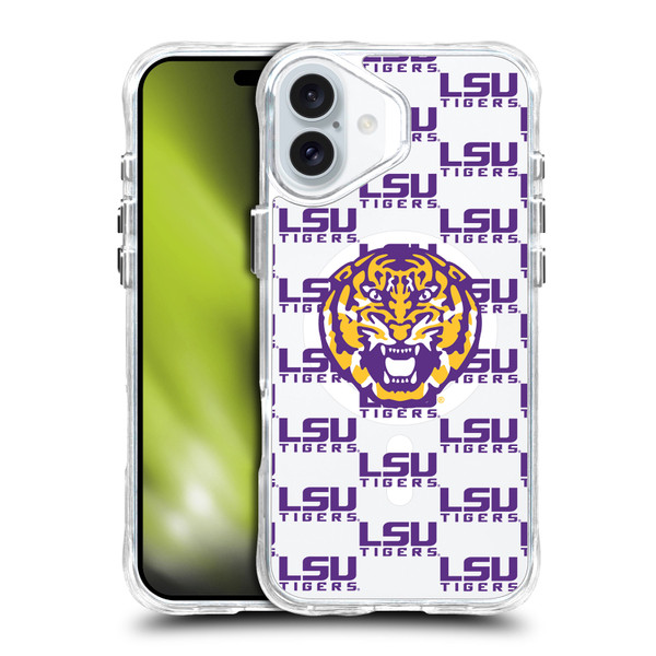 Louisiana State University LSU Louisiana State University LSU Logo Pattern SHOCKPROOF BUMPER CASE COMPATIBLE WITH  & MAGSAFE Apple iPhone 16 Plus