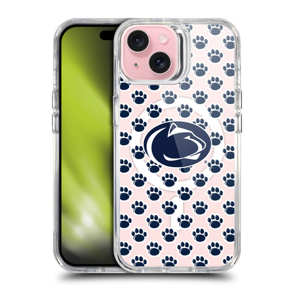 Pennsylvania State University PSU The Pennsylvania State University Paw Mark Pattern SHOCKPROOF BUMPER CASE COMPATIBLE WITH Apple iPhone 15 & MAGSAFE