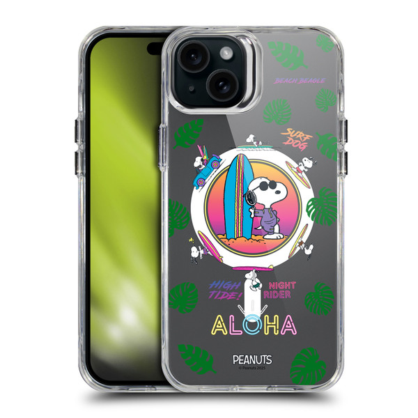 Peanuts Snoopy & Friends Tropical Surf SHOCKPROOF BUMPER CASE COMPATIBLE WITH Apple iPhone 15 Plus & MAGSAFE