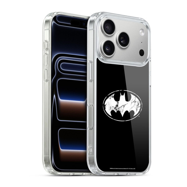 Batman DC Comics Logos Marble Soft Gel Case for Apple iPhone 17 Pro