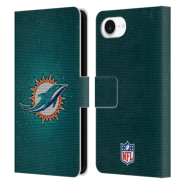 NFL Miami Dolphins Artwork LED Leather Book Wallet Case Cover For Apple iPhone 16e