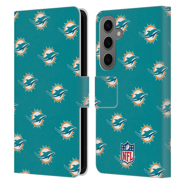 NFL Miami Dolphins Artwork Patterns Leather Book Wallet Case Cover For Samsung Galaxy S25