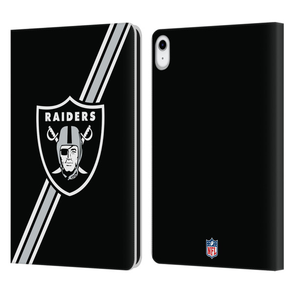 NFL Las Vegas Raiders Logo Stripes Leather Book Wallet Case Cover For Apple iPad 10.9 2022/2025