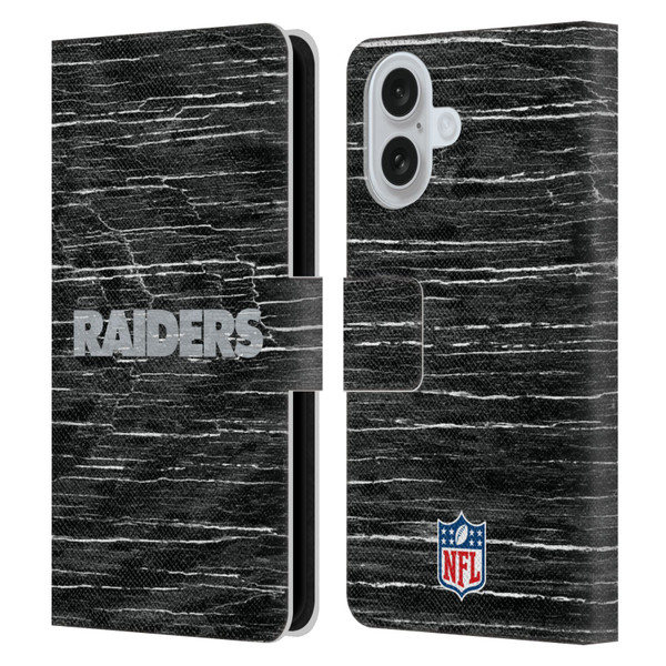 NFL Las Vegas Raiders Logo Distressed Look Leather Book Wallet Case Cover For Apple iPhone 16