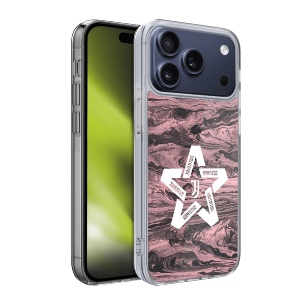 Juventus Football Club Art Black & Pink Marble Soft Gel Case for Apple iPhone 17 Pro