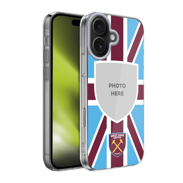Custom Customised Personalised West Ham United FC Photos Union Jack Flag Soft Gel Case for Apple iPhone 17
