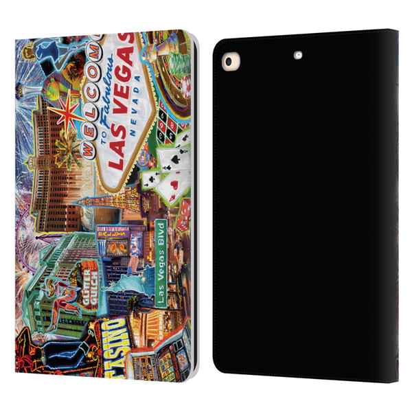 P.D. Moreno Cities Las Vegas 1 Leather Book Wallet Case Cover For Apple iPad 9.7 2017 / iPad 9.7 2018