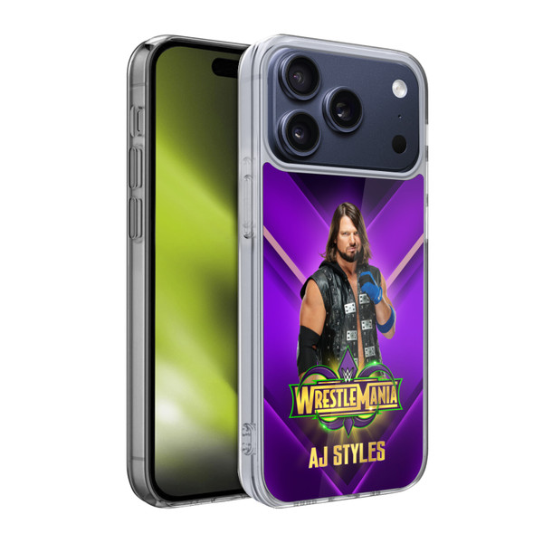 WWE Wrestlemania 34 Superstars AJ Styles Soft Gel Case for Apple iPhone 17 Pro