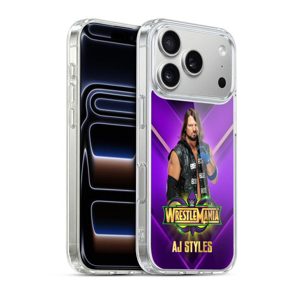 WWE Wrestlemania 34 Superstars AJ Styles Soft Gel Case for Apple iPhone 17 Pro