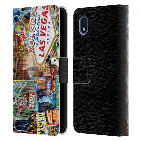 P.D. Moreno Cities Las Vegas 1 Leather Book Wallet Case Cover For Samsung Galaxy A01 Core (2020)