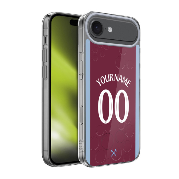 Custom Customised Personalised West Ham United FC 2023/24 Kit Home Soft Gel Case for Apple iPhone 17 Air