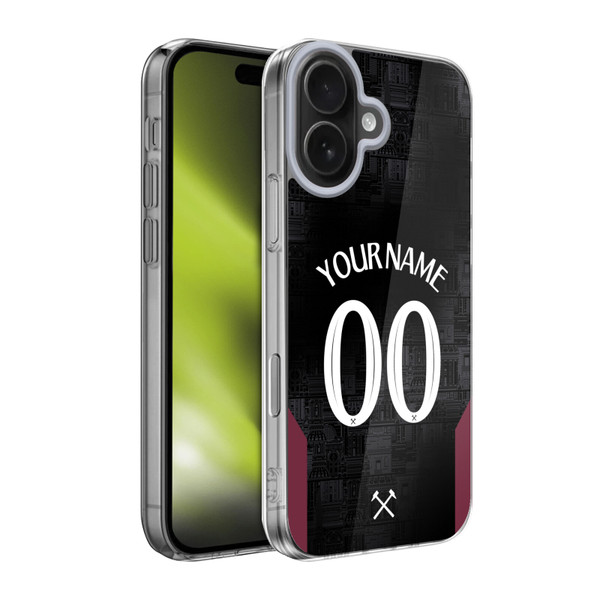 Custom Customised Personalised West Ham United FC 2024/25 Kit Away Soft Gel Case for Apple iPhone 17