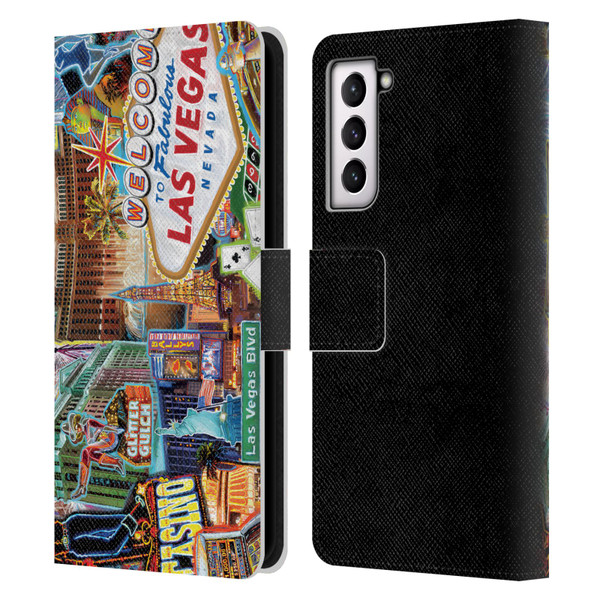 P.D. Moreno Cities Las Vegas 1 Leather Book Wallet Case Cover For Samsung Galaxy S21 5G