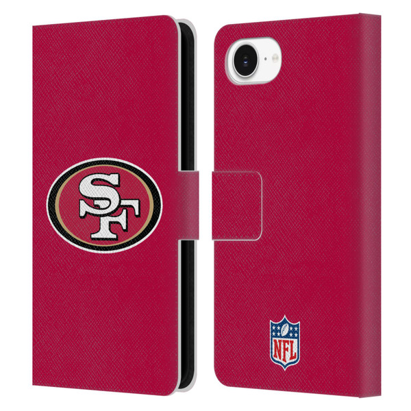 NFL San Francisco 49Ers Logo Plain Leather Book Wallet Case Cover For Apple iPhone 16e / Apple iPhone 17e