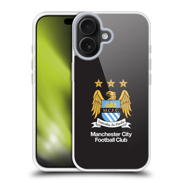 Manchester City Man City FC Crest Full Colour on Black Soft Gel Case for Apple iPhone 17