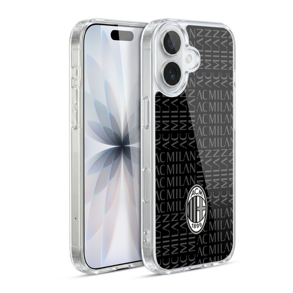 AC Milan Crest Patterns Black And Grey Soft Gel Case for Apple iPhone 17
