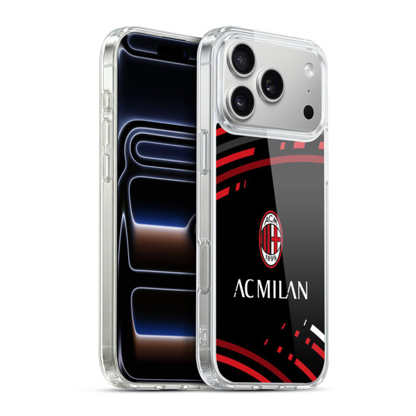 AC Milan Crest Patterns Curved Soft Gel Case for Apple iPhone 17 Pro Max