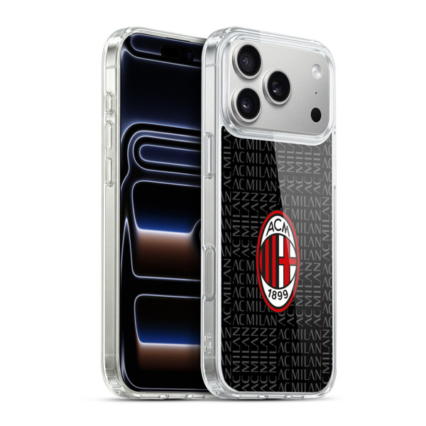 AC Milan Crest Patterns Red And Grey Soft Gel Case for Apple iPhone 17 Pro Max