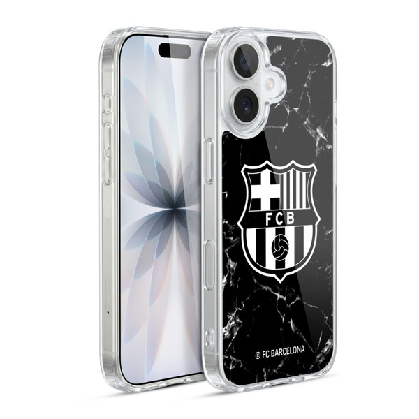 FC Barcelona Crest Patterns Black Marble Soft Gel Case for Apple iPhone 17