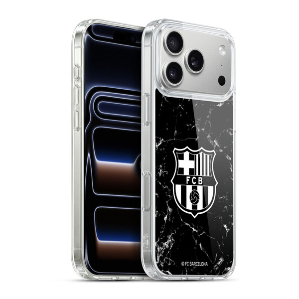 FC Barcelona Crest Patterns Black Marble Soft Gel Case for Apple iPhone 17 Pro Max