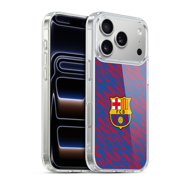 FC Barcelona Crest Patterns Glitch Soft Gel Case for Apple iPhone 17 Pro