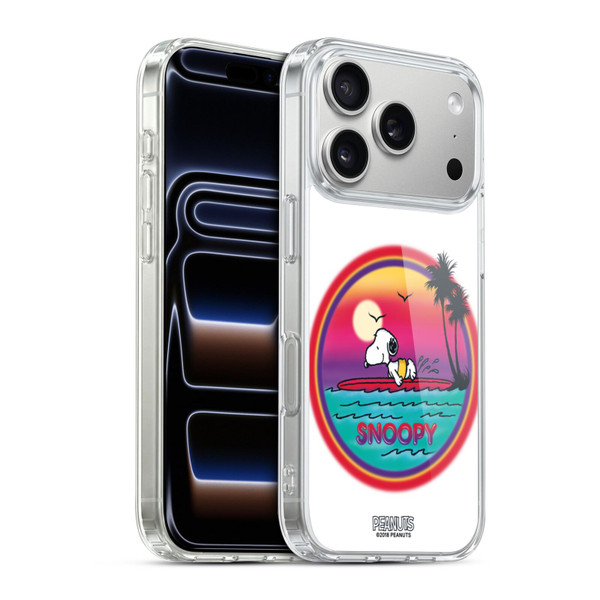 Peanuts Snoopy Boardwalk Airbrush Beach Surf Soft Gel Case for Apple iPhone 17 Pro