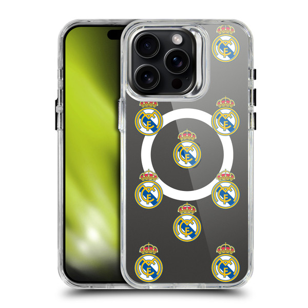 Real Madrid CF Logo Icon Pattern SHOCKPROOF BUMPER CASE COMPATIBLE WITH  & MAGSAFE Apple iPhone 15 Pro Max