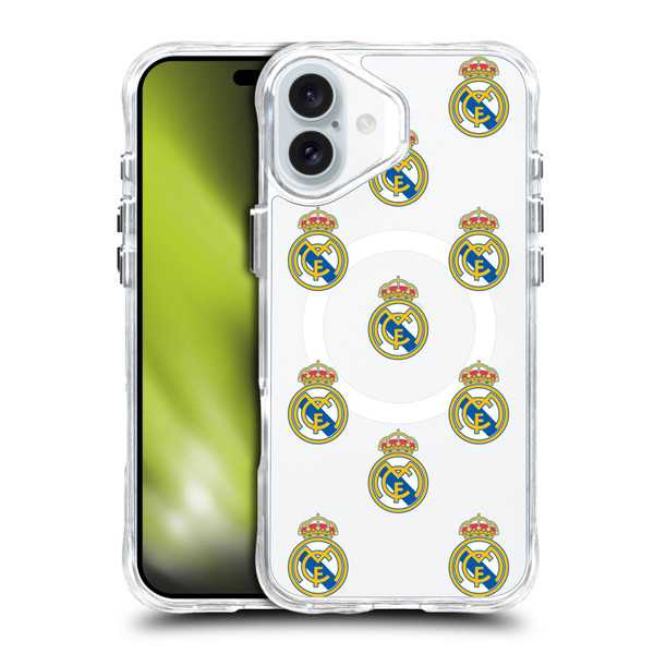 Real Madrid CF Logo Icon Pattern SHOCKPROOF BUMPER CASE COMPATIBLE WITH  & MAGSAFE Apple iPhone 16 Plus