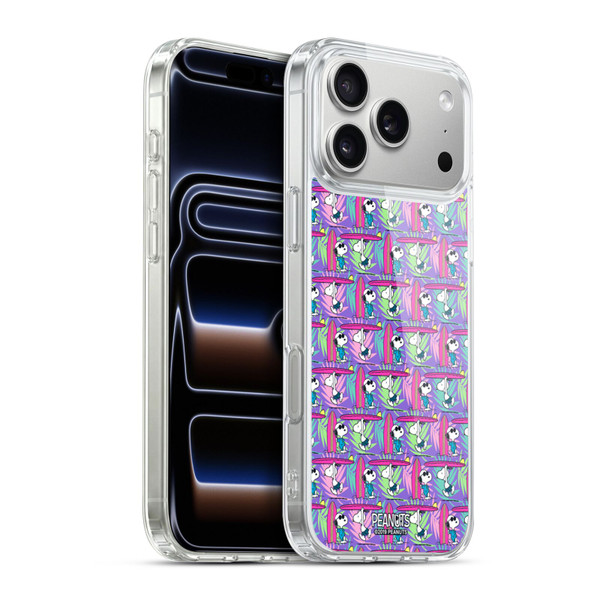Peanuts Snoopy Aloha Disco Surf Pattern Soft Gel Case for Apple iPhone 17 Pro Max