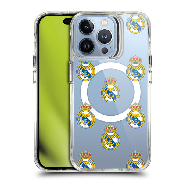 Real Madrid CF Logo Icon Pattern SHOCKPROOF BUMPER CASE COMPATIBLE WITH  & MAGSAFE Apple iPhone 13 Pro