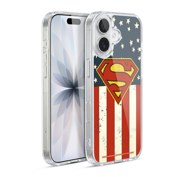 Superman DC Comics Logos U.S. Flag Soft Gel Case for Apple iPhone 17