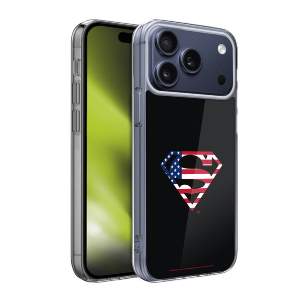 Superman DC Comics Logos U.S. Flag 2 Soft Gel Case for Apple iPhone 17 Pro Max