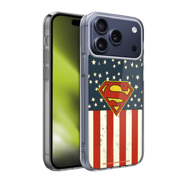 Superman DC Comics Logos U.S. Flag Soft Gel Case for Apple iPhone 17 Pro Max